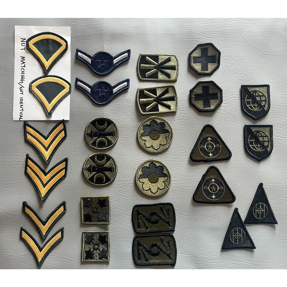 US Army | Military | WWII Rank | Shoulder Insignia Patches | Lot of 13 Pairs